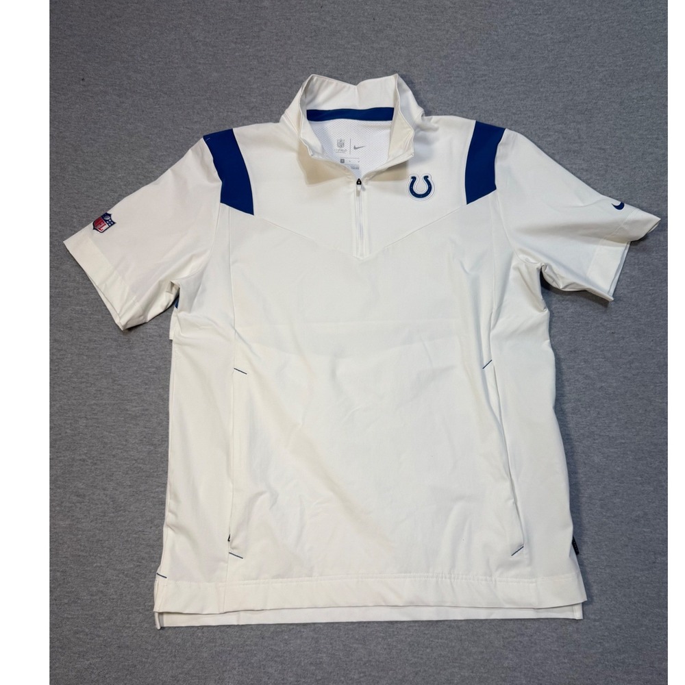 Nike Indianapolis Colts NFL On Field Short Sleeve 1/4 Zip Pullover White Mens M